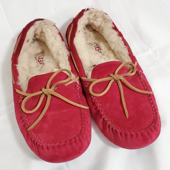 red moccasin slippers